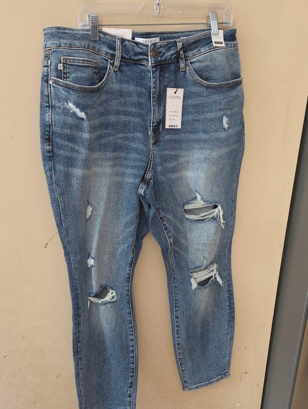 Women's Distressed Mid-Wash Blue Ripped Jeans